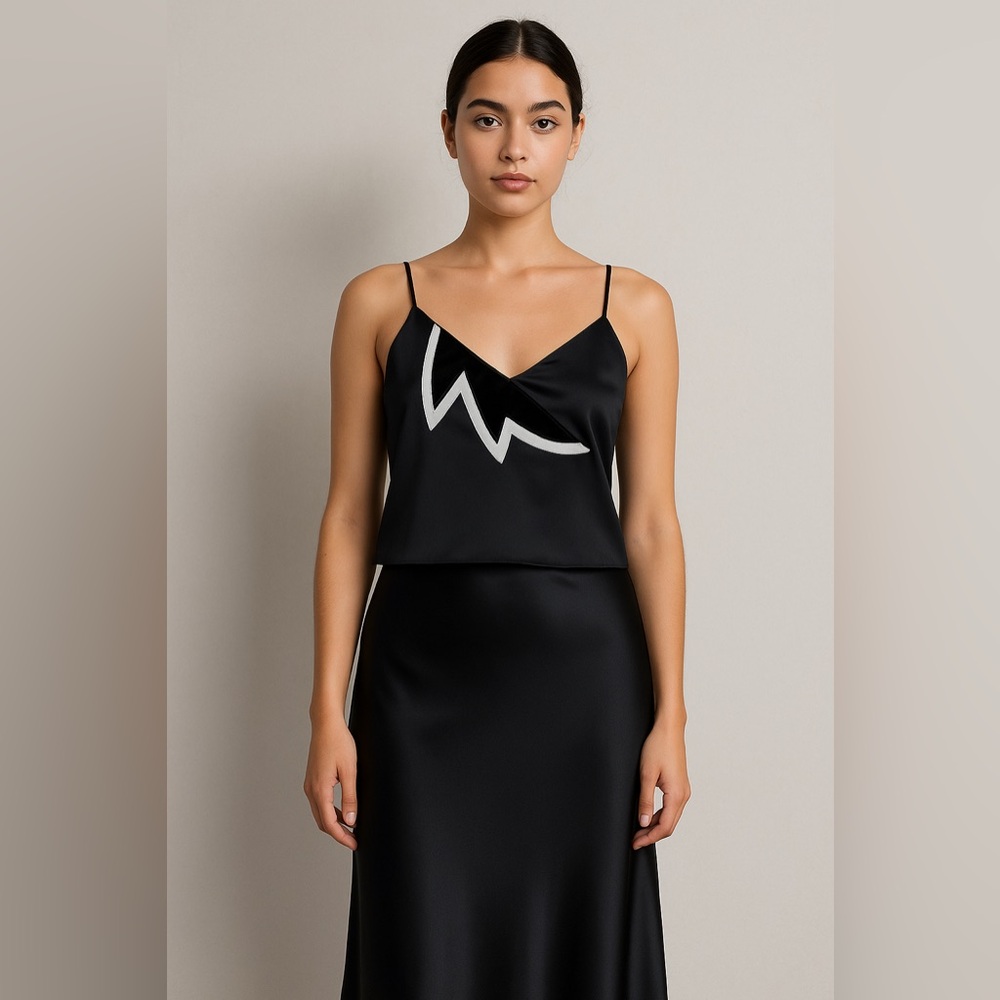 Giorgio Armani Black Spaghetti Strap Satin Tank Top size Small